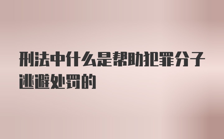 刑法中什么是帮助犯罪分子逃避处罚的