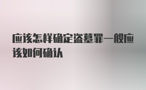 应该怎样确定盗墓罪一般应该如何确认