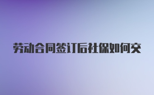 劳动合同签订后社保如何交