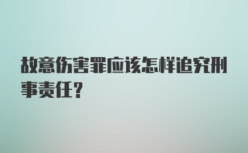 故意伤害罪应该怎样追究刑事责任?