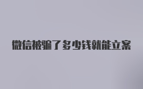 微信被骗了多少钱就能立案