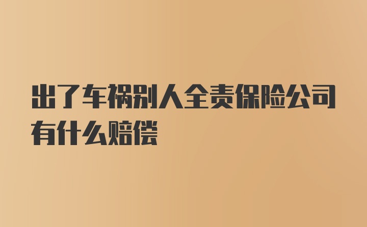 出了车祸别人全责保险公司有什么赔偿