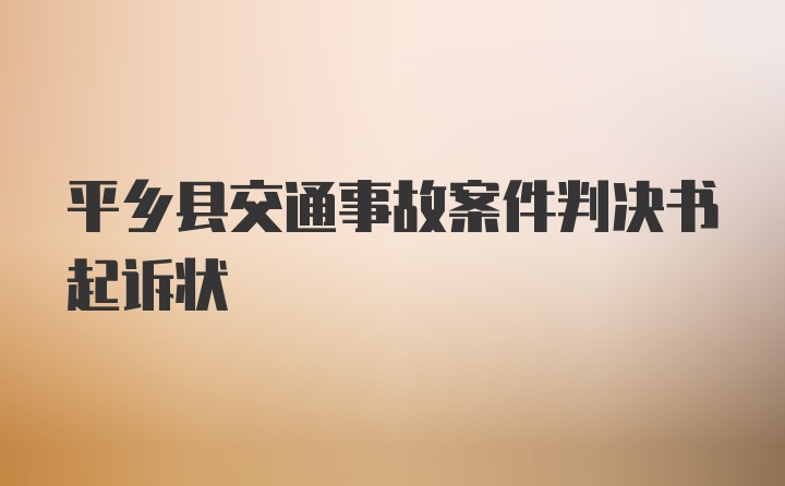 平乡县交通事故案件判决书起诉状