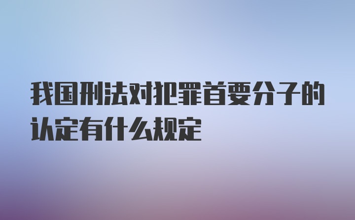 我国刑法对犯罪首要分子的认定有什么规定