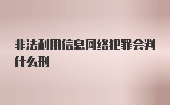 非法利用信息网络犯罪会判什么刑