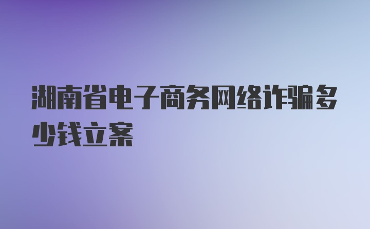 湖南省电子商务网络诈骗多少钱立案