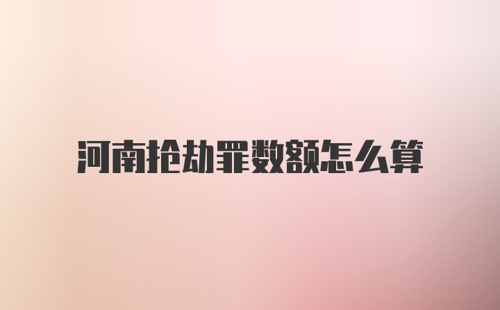 河南抢劫罪数额怎么算