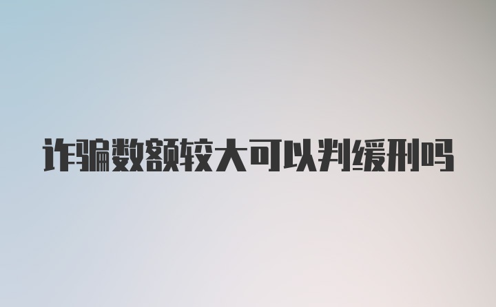 诈骗数额较大可以判缓刑吗