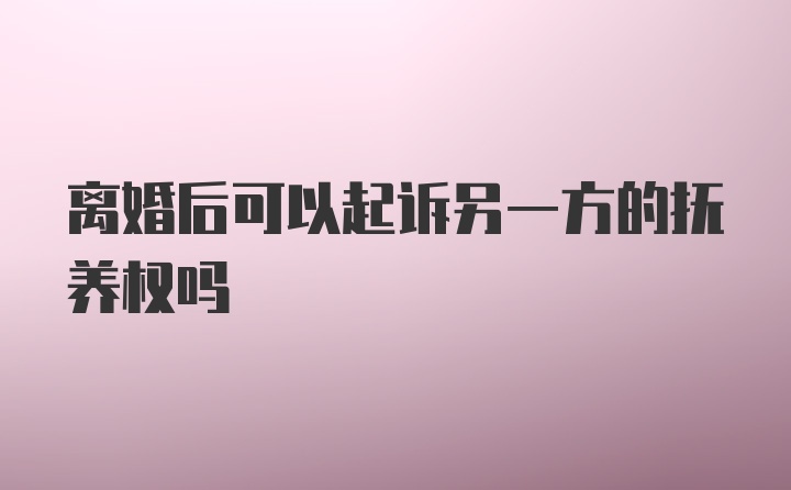 离婚后可以起诉另一方的抚养权吗