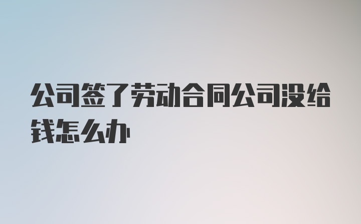 公司签了劳动合同公司没给钱怎么办