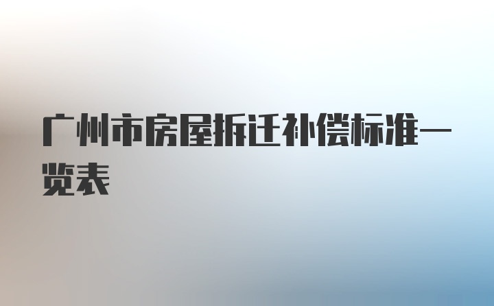 广州市房屋拆迁补偿标准一览表