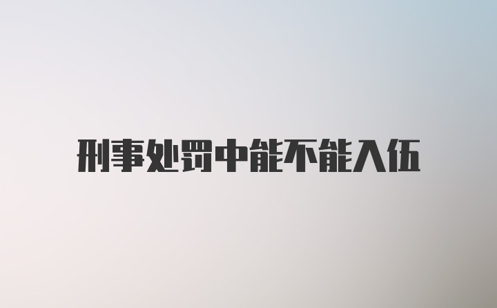 刑事处罚中能不能入伍