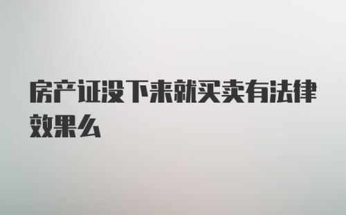 房产证没下来就买卖有法律效果么