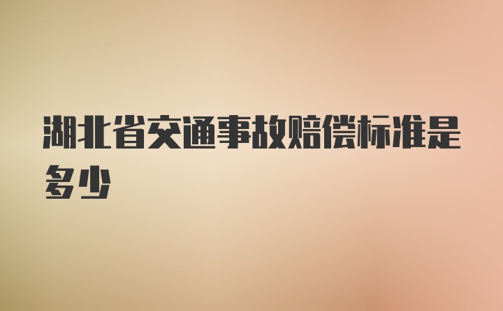 湖北省交通事故赔偿标准是多少