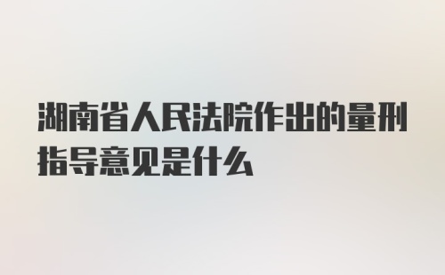 湖南省人民法院作出的量刑指导意见是什么