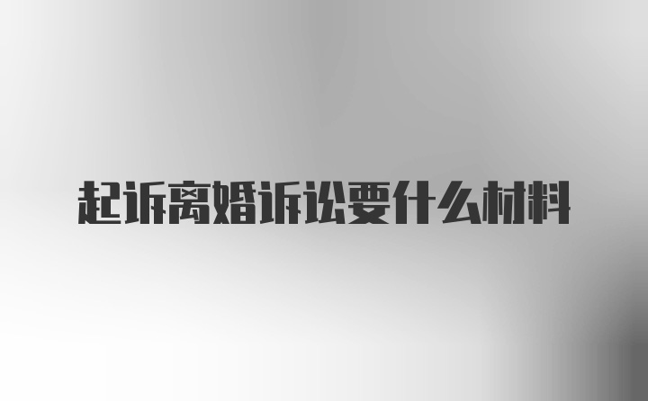 起诉离婚诉讼要什么材料