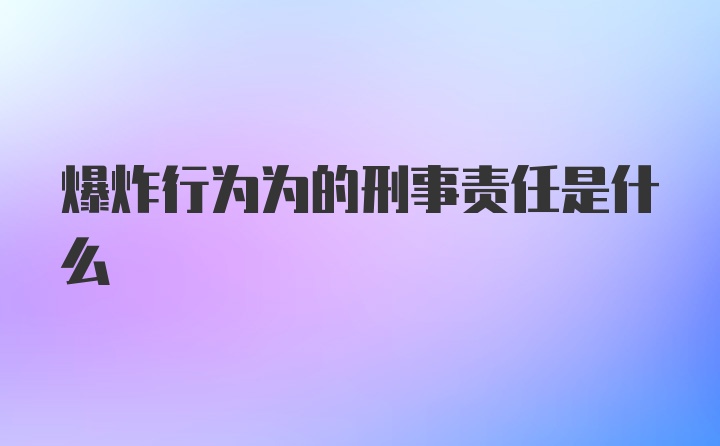 爆炸行为为的刑事责任是什么