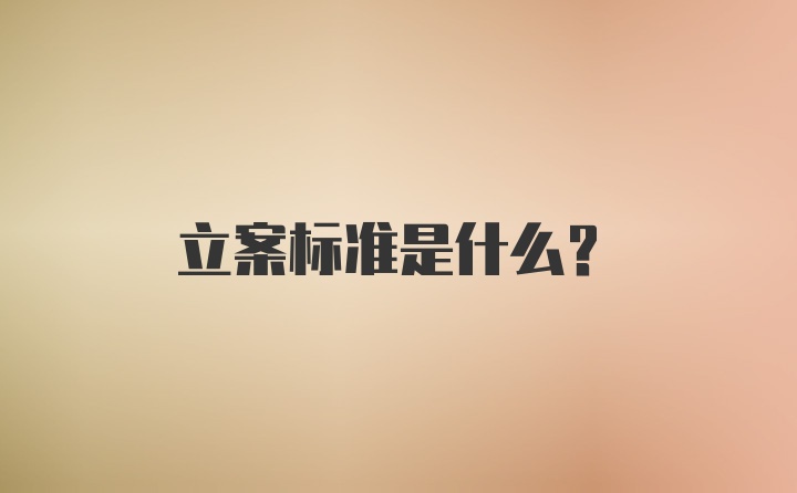 立案标准是什么？