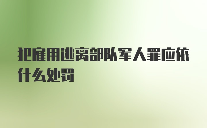 犯雇用逃离部队军人罪应依什么处罚