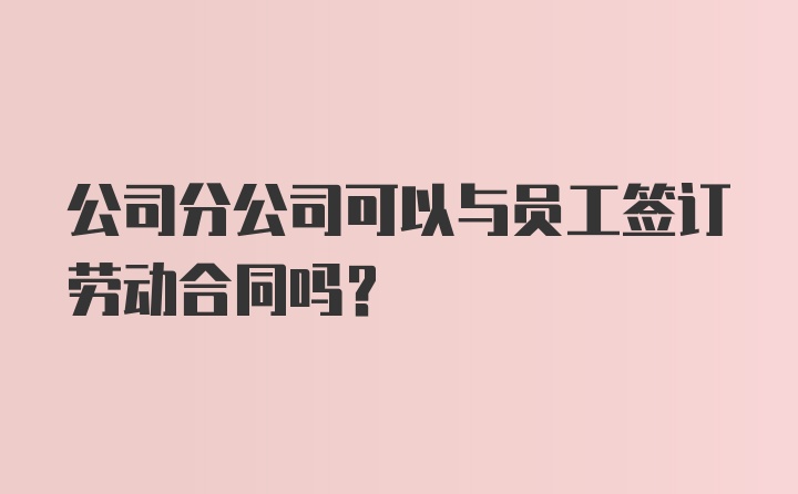 公司分公司可以与员工签订劳动合同吗？