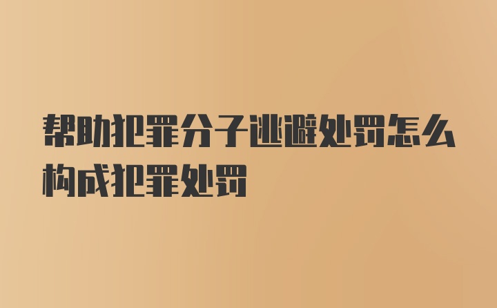 帮助犯罪分子逃避处罚怎么构成犯罪处罚