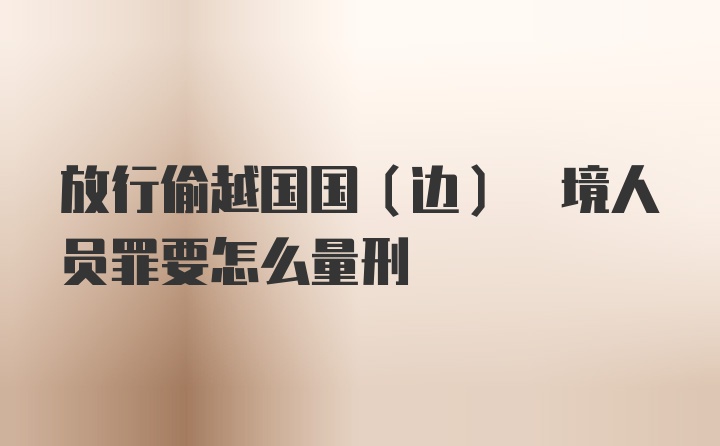 放行偷越国国(边) 境人员罪要怎么量刑