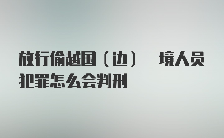 放行偷越国(边) 境人员犯罪怎么会判刑