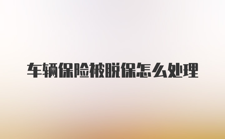 车辆保险被脱保怎么处理