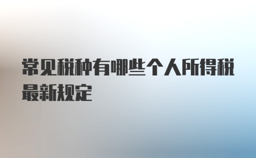 常见税种有哪些个人所得税最新规定