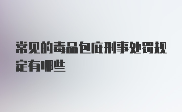 常见的毒品包庇刑事处罚规定有哪些