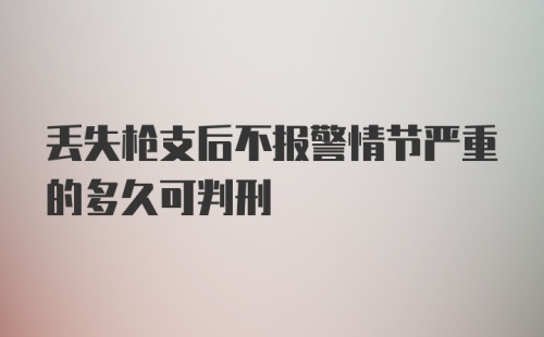 丢失枪支后不报警情节严重的多久可判刑