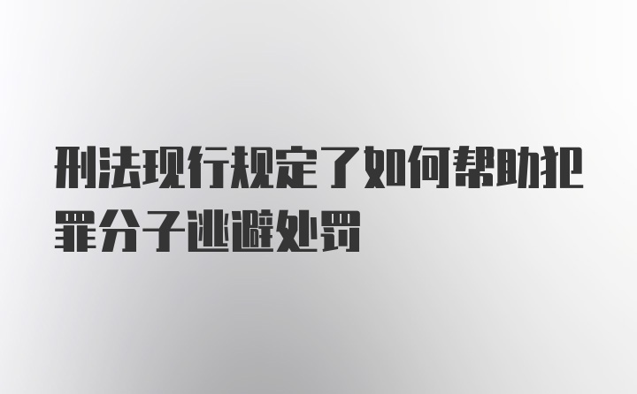 刑法现行规定了如何帮助犯罪分子逃避处罚