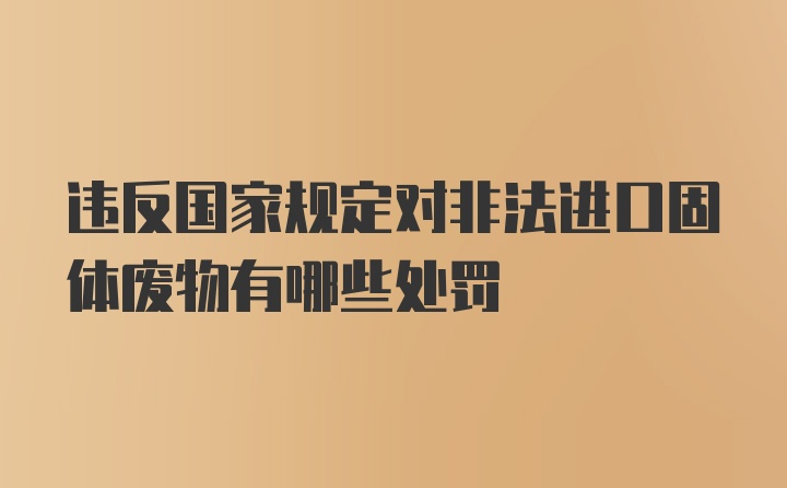 违反国家规定对非法进口固体废物有哪些处罚