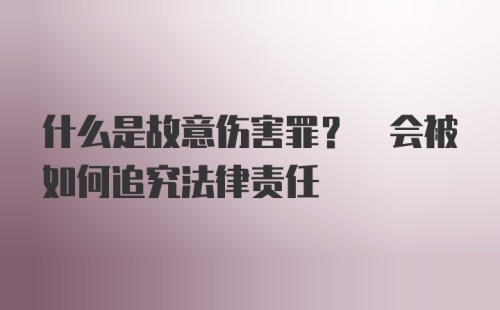 什么是故意伤害罪? 会被如何追究法律责任