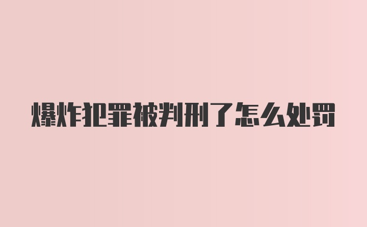 爆炸犯罪被判刑了怎么处罚