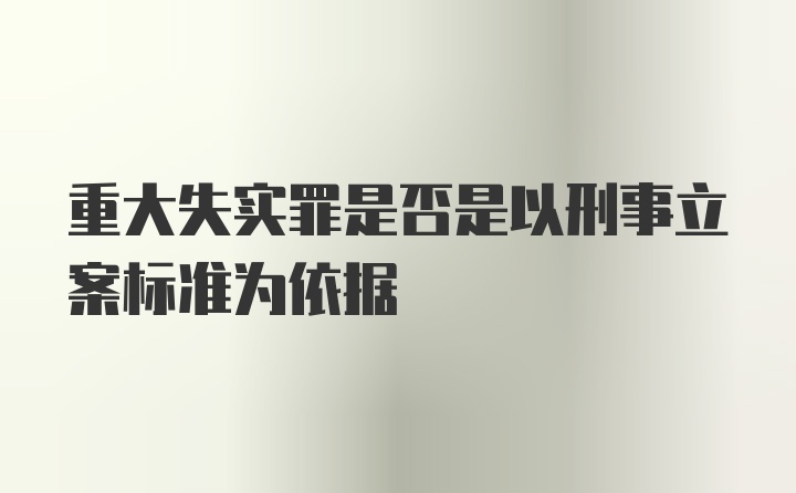 重大失实罪是否是以刑事立案标准为依据