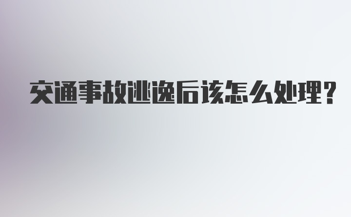 交通事故逃逸后该怎么处理？