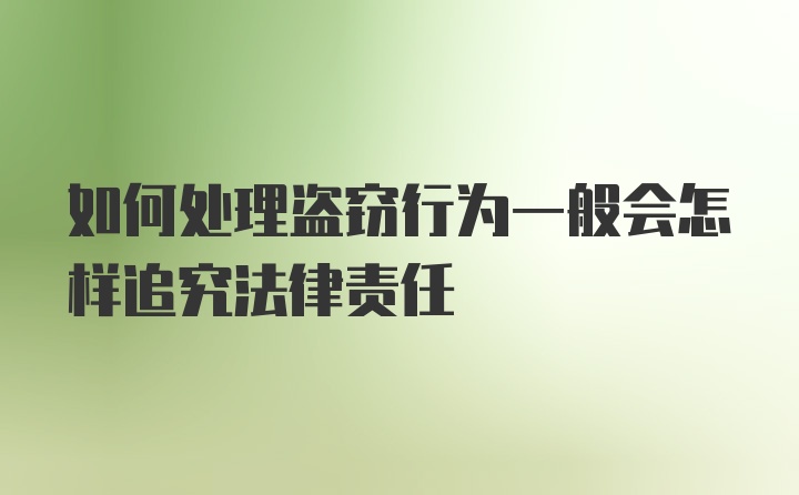 如何处理盗窃行为一般会怎样追究法律责任