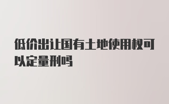 低价出让国有土地使用权可以定量刑吗