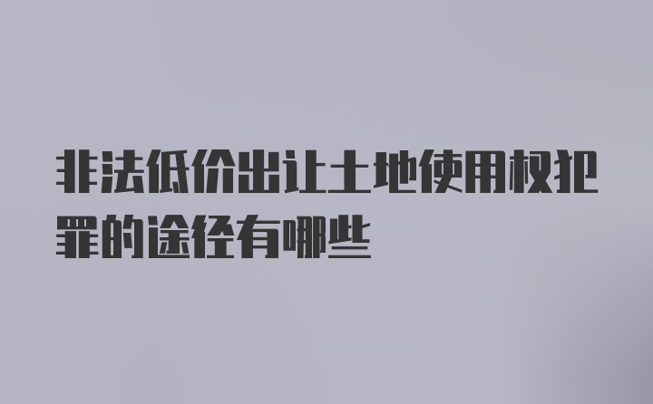 非法低价出让土地使用权犯罪的途径有哪些