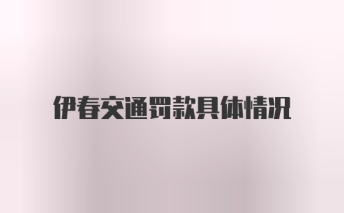 伊春交通罚款具体情况