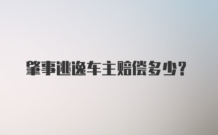 肇事逃逸车主赔偿多少？