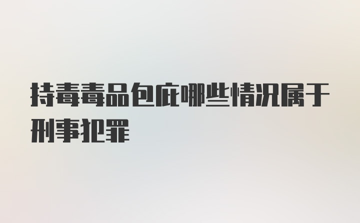 持毒毒品包庇哪些情况属于刑事犯罪