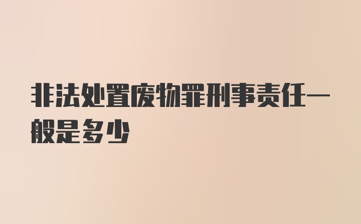 非法处置废物罪刑事责任一般是多少