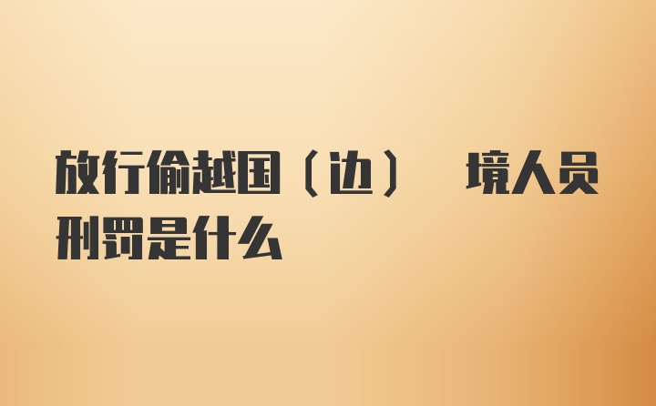 放行偷越国(边) 境人员刑罚是什么