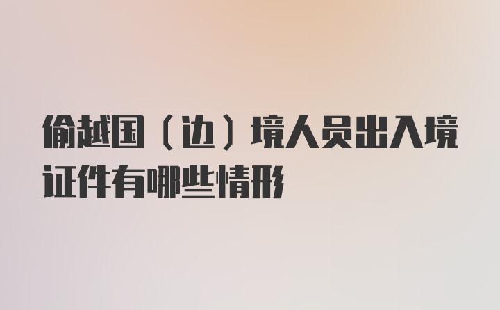 偷越国(边)境人员出入境证件有哪些情形