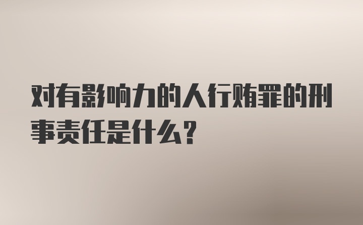 对有影响力的人行贿罪的刑事责任是什么？