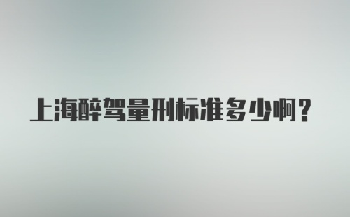 上海醉驾量刑标准多少啊？