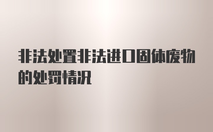 非法处置非法进口固体废物的处罚情况