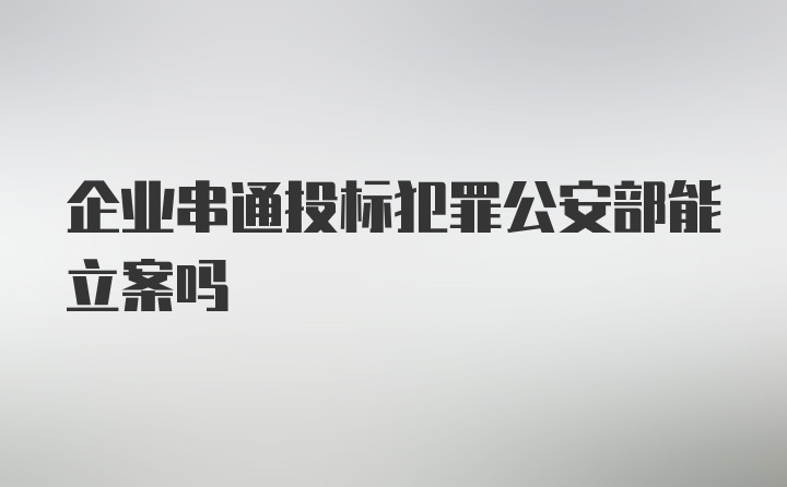 企业串通投标犯罪公安部能立案吗